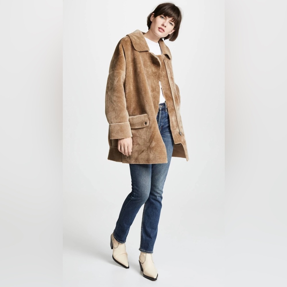 Free people Lindsay Tan Faux fur sherpa teddy coat